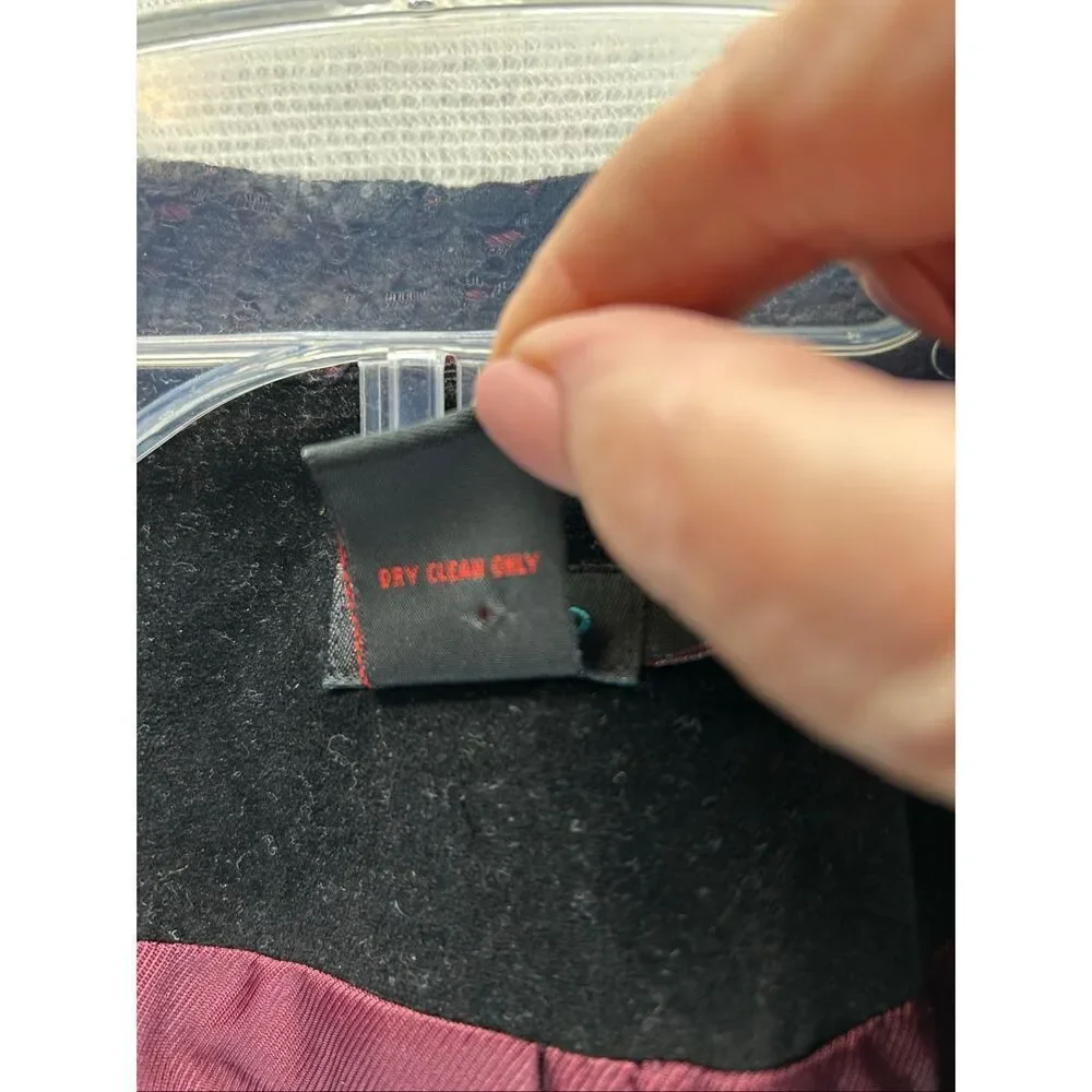 D studio Gothic Velvet Blazer Size 8 Black & Burgundy Y2K Victorian Jacket - Picture 4 of 15